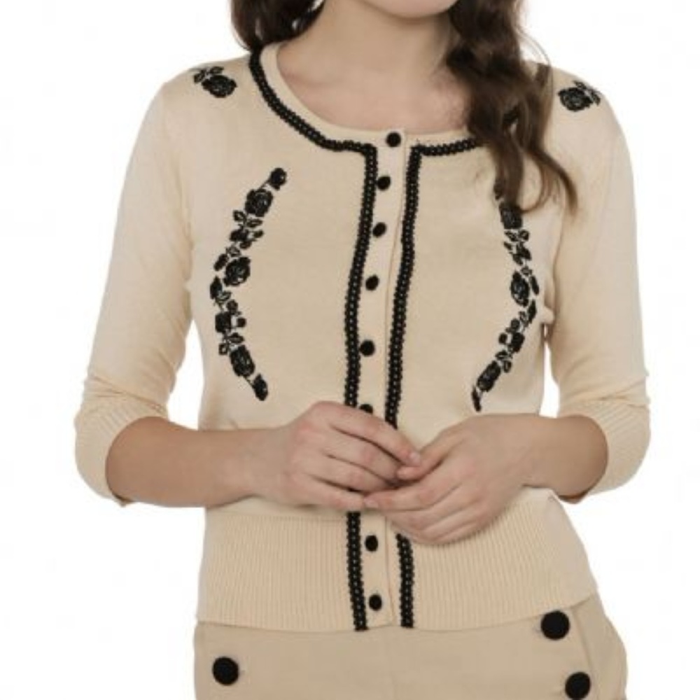 Voodoo Vixen Floral Embroidered Cardigan